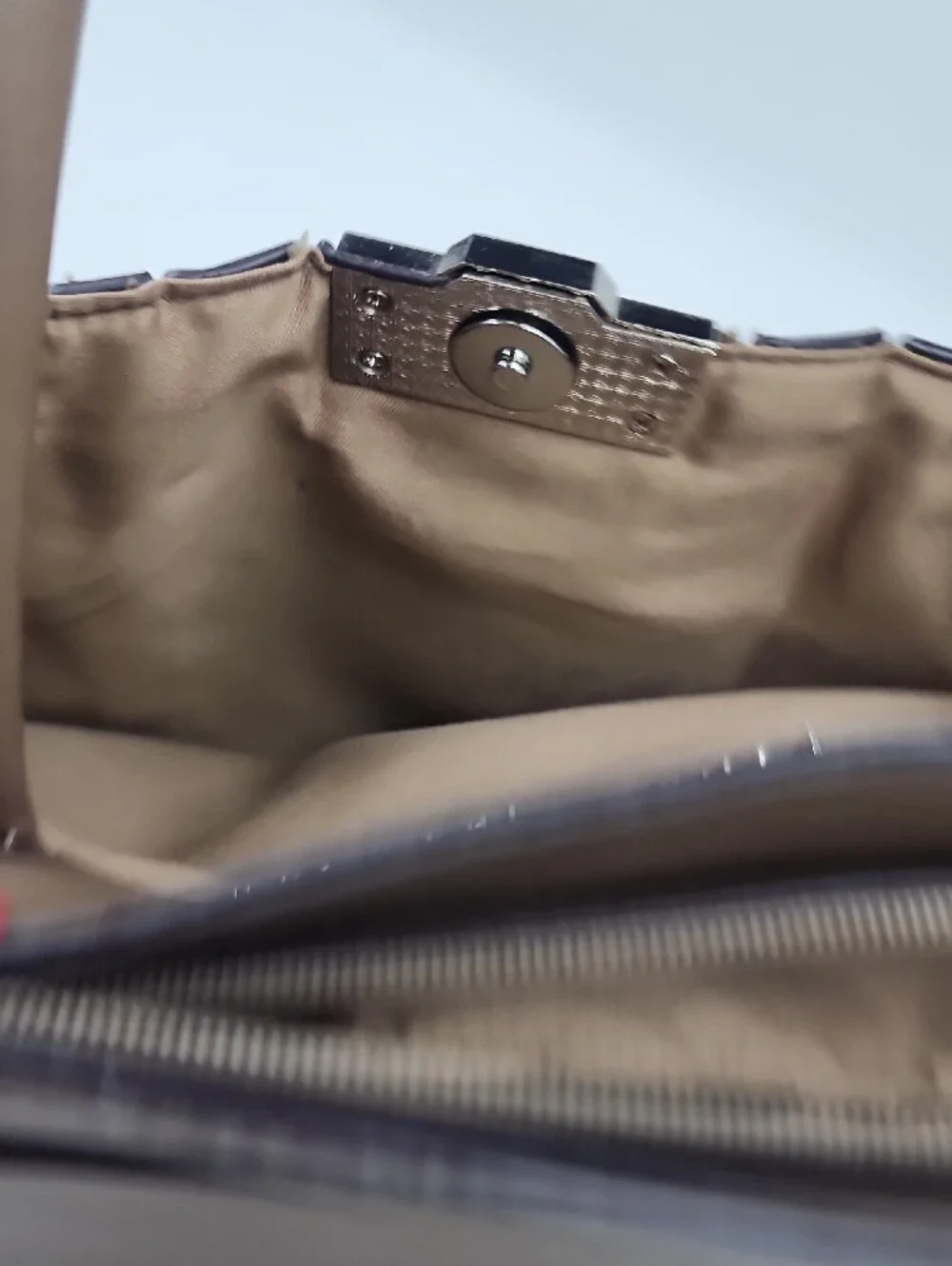 Adrienne Vittadini Taupe Croc-Embossed Satchel with Stud Accents